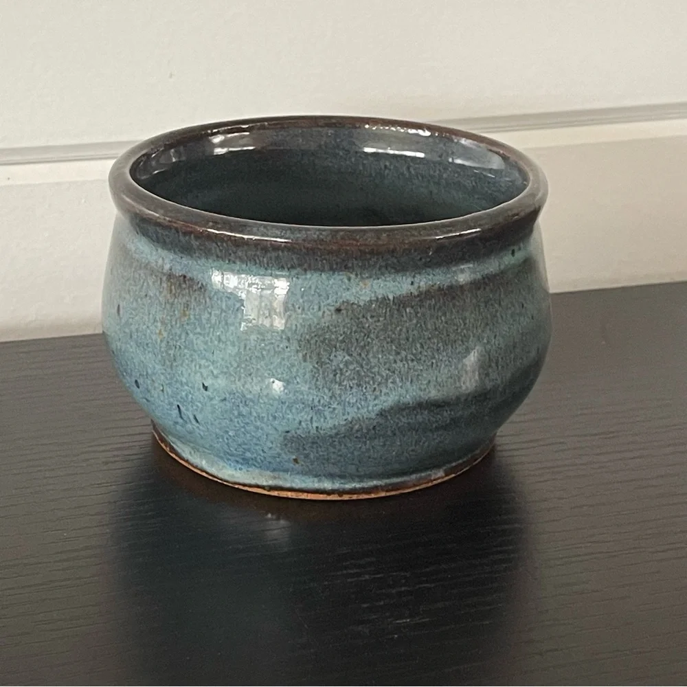 $10 SALE Handcrafted Blue Ceramic Candy Dish Trinket Holder Jewelry Speckle